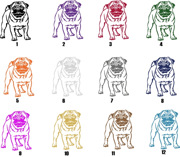 Autoaufkleber "Mops" Kontur