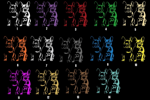 Autoaufkleber "Französische Bulldoggen" Kontur