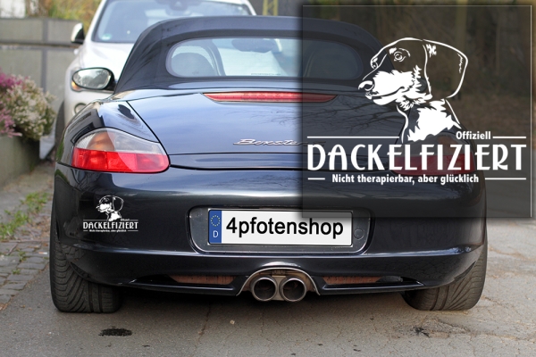 Aufkleber Dackel (Kurzhaar) "Dackelfiziert"