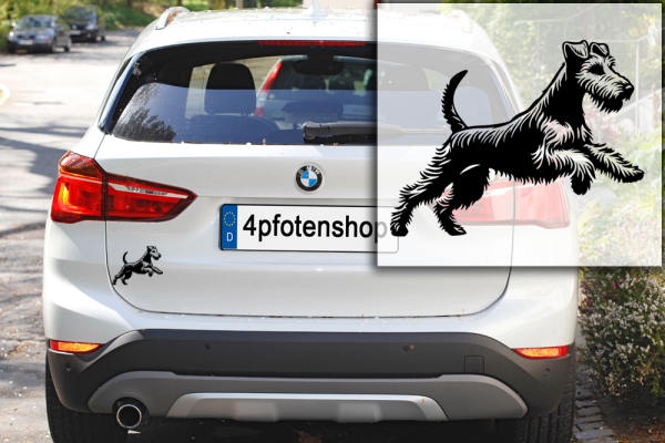 Autoaufkleber Foxterrier (Drahthaar) rennend Silhouette