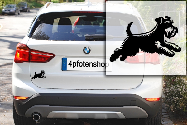 Autoaufkleber Zwergschnauzer rennend Silhouette