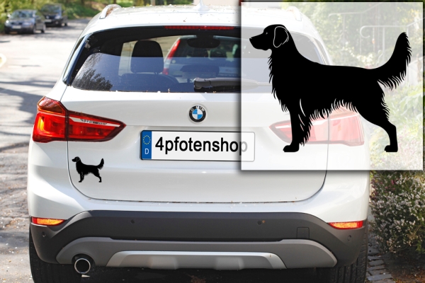 Autoaufkleber Flat-coated Retriever stehend Silhouette