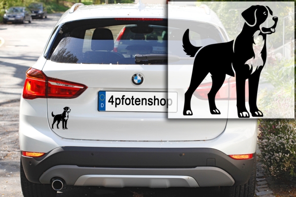 Autoaufkleber Großer Schweizer Sennenhund stehend Silhouette