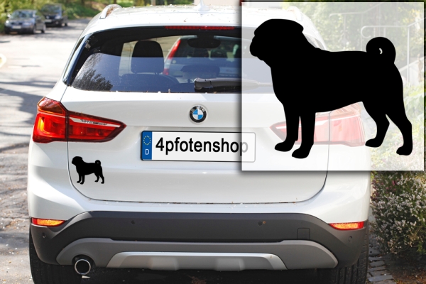 Autoaufkleber Mops stehend Silhouette