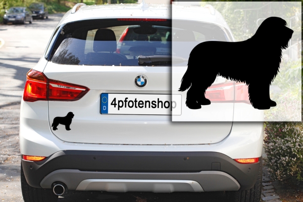 Autoaufkleber Bearded Collie stehend Silhouette