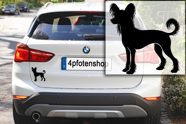 Autoaufkleber Chinese Crested Dog stehend Silhouette