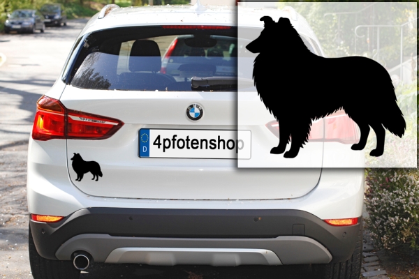 Autoaufkleber Collie (Langhaar) stehend Silhouette