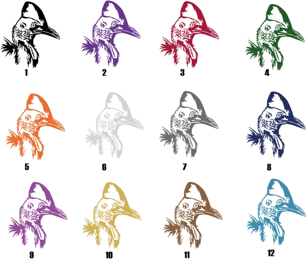 Aufkleber Helmkasuar Kopf *für helle Hintergründe