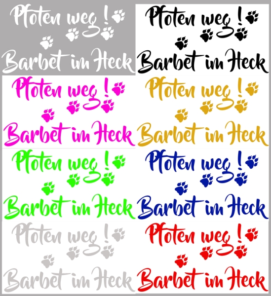 Aufkleber "Pfoten weg! Barbet im Heck"