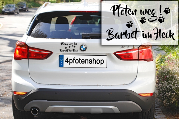 Aufkleber "Pfoten weg! Barbet im Heck"