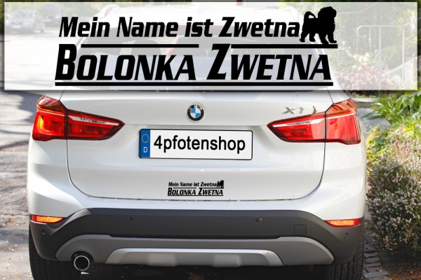 Aufkleber "Mein Name ist Bolonka Zwetna"