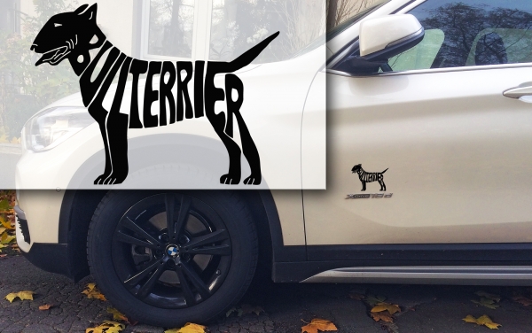 Silhouetten-Schriftzug Bullterrier