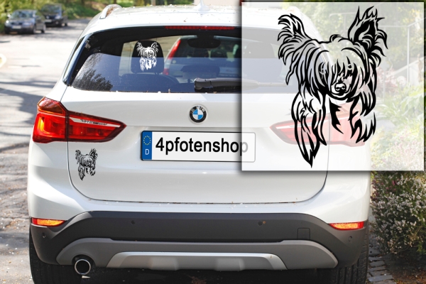 Autoaufkleber "Chinesischer Schopfhund" Kopf