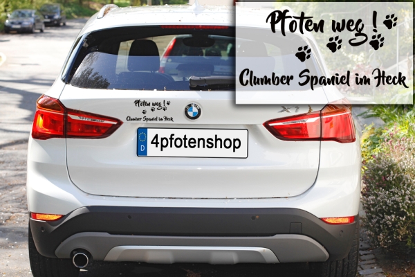 Aufkleber "Pfoten weg! Clumber Spaniel im Heck"