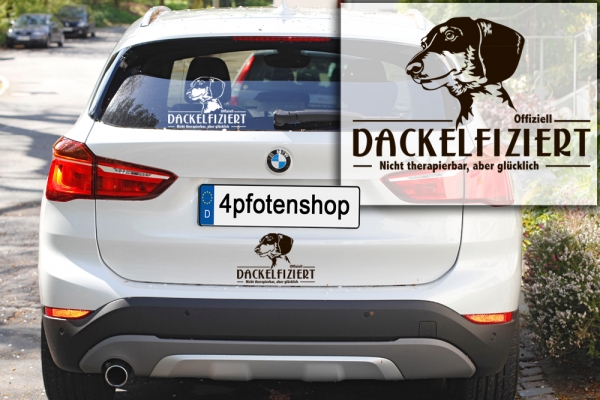 Aufkleber Dackel (Kurzhaar) "Dackelfiziert"