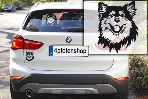 Autoaufkleber "Finnischer Lapphund" Kopf