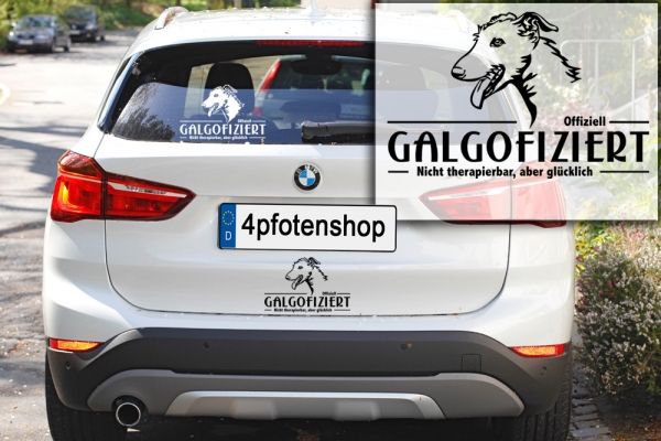 Aufkleber Galgo (Rauhaar) "Galgofiziert"