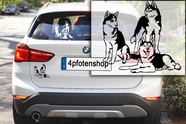 Autoaufkleber "Siberian Huskies" Kontur