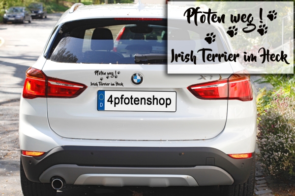 Aufkleber "Pfoten weg! Irish Terrier im Heck“