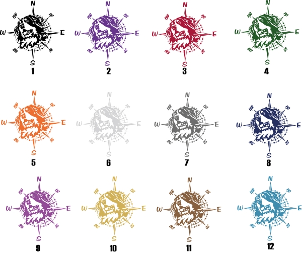 Aufkleber "Berner Sennenhund" Kopf mit Windrose/Kompass