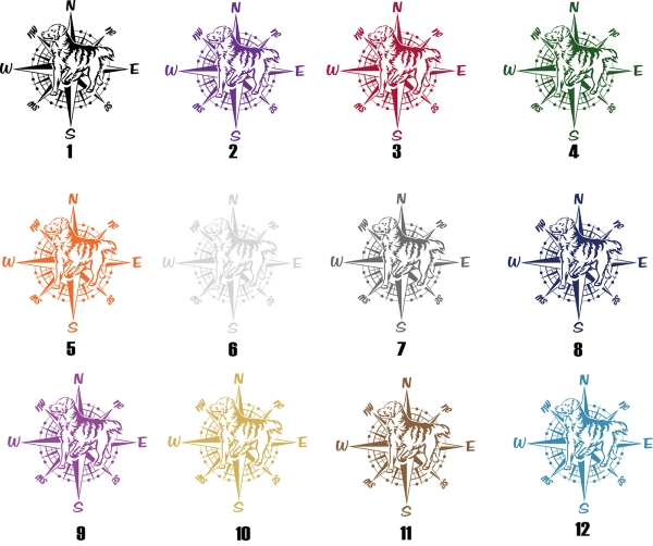 Aufkleber "Golden Retriever" mit Windrose/Kompass