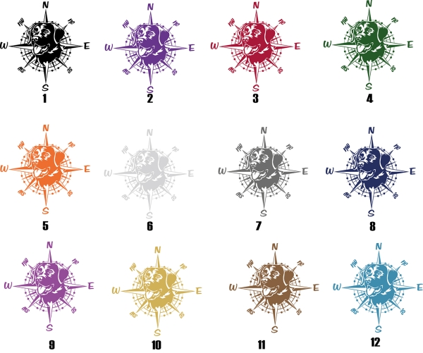 Aufkleber "Labrador" Kopf mit Windrose/Kompass