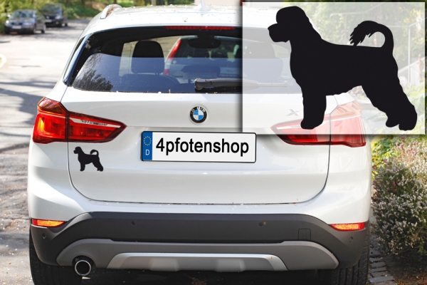 Autoaufkleber Portugiesischer Wasserhund stehend Silhouette