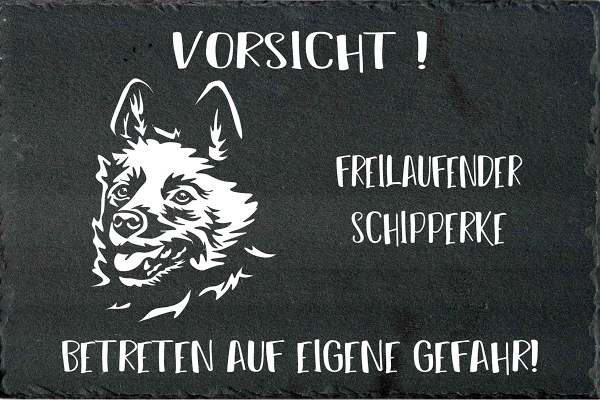 Schieferplatte Schipperke