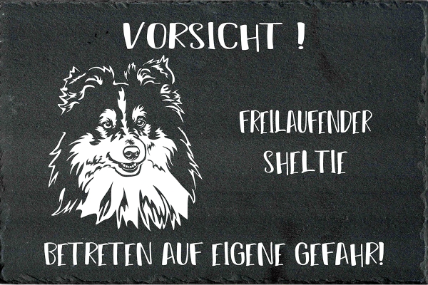 Schieferplatte Sheltie