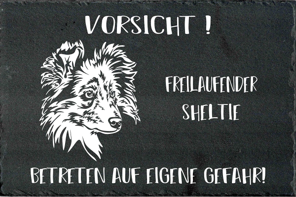 Schieferplatte Sheltie