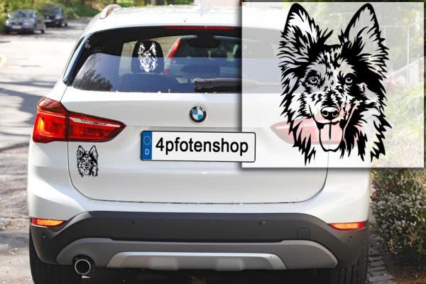 Autoaufkleber "Tiger (Altdeutscher Hütehund)" Kopf