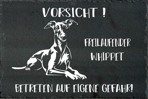 Schieferplatte Whippet