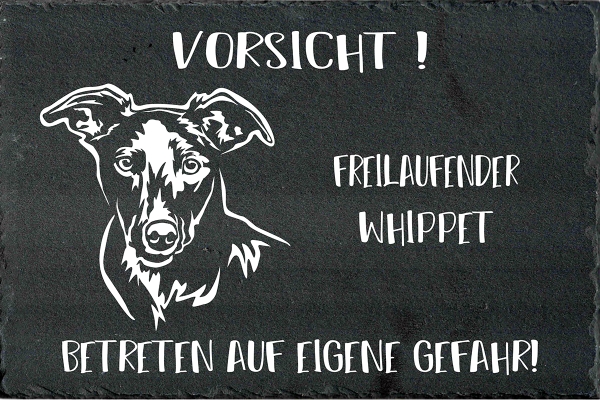 Schieferplatte Whippet