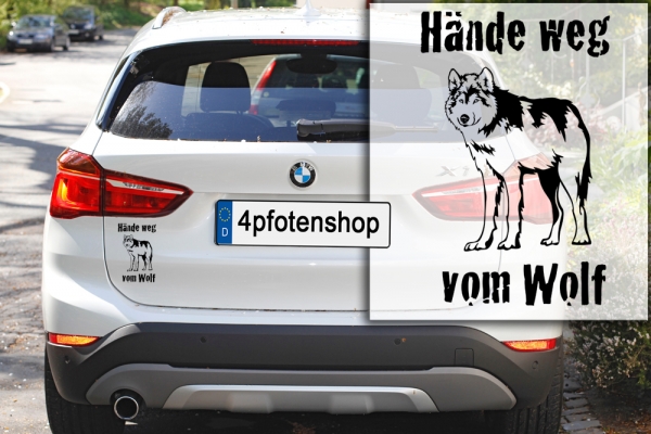 Autoaufkleber "Hände weg vom Wolf" *für helle Hintergründe