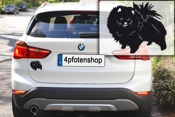 Autoaufkleber Zwergspitz (Pomeranian) stehend Silhouette