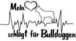 Aufkleber "Mein Herz schlägt für Bulldoggen"
