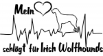 Aufkleber "Mein Herz schlägt für Irish Wolfhounds"